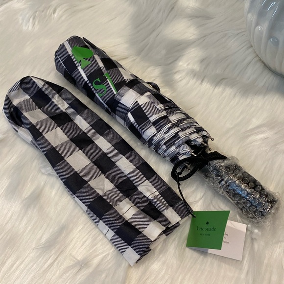 Kate Spade♠️NY GINGHAM Travel Umbrella w/ pouch, New w/ Tags, Cover-Never Opened - Picture 4 of 10